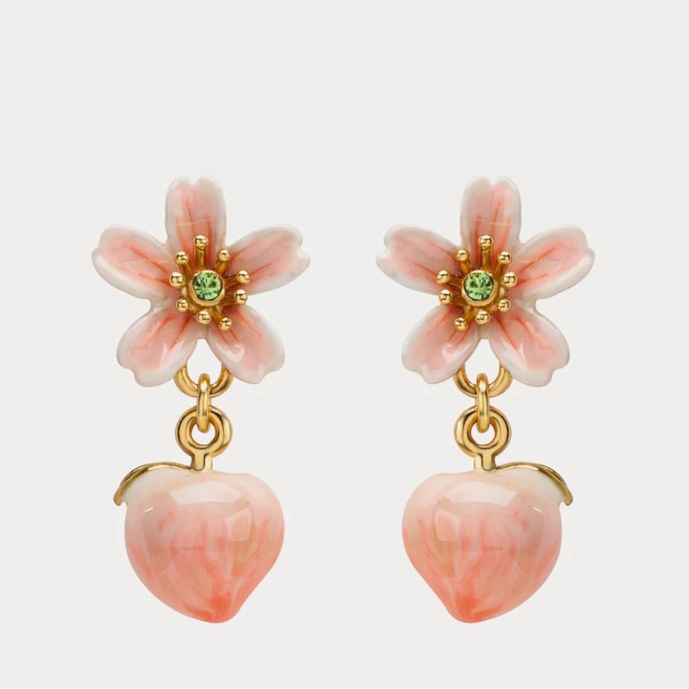 Selenichast Floral Peach Drop Earrings
